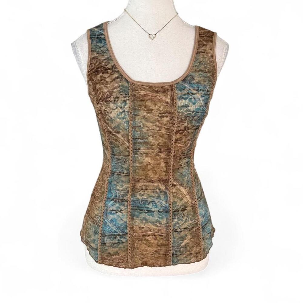 Cato Fairy Y2K brown and blue print tank top Size S